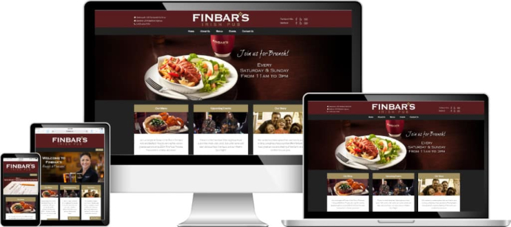 Finbars Irish Pub web design sample