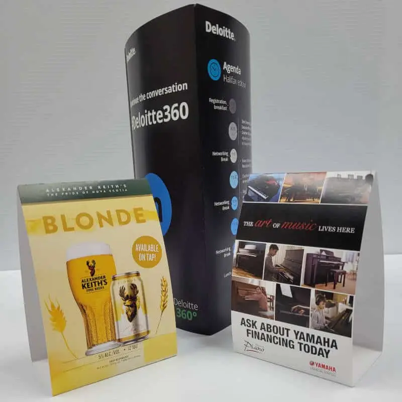 self-standing tent card sample